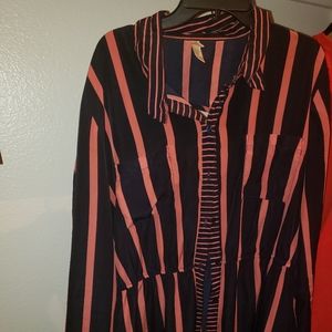Pink and blue striped dress